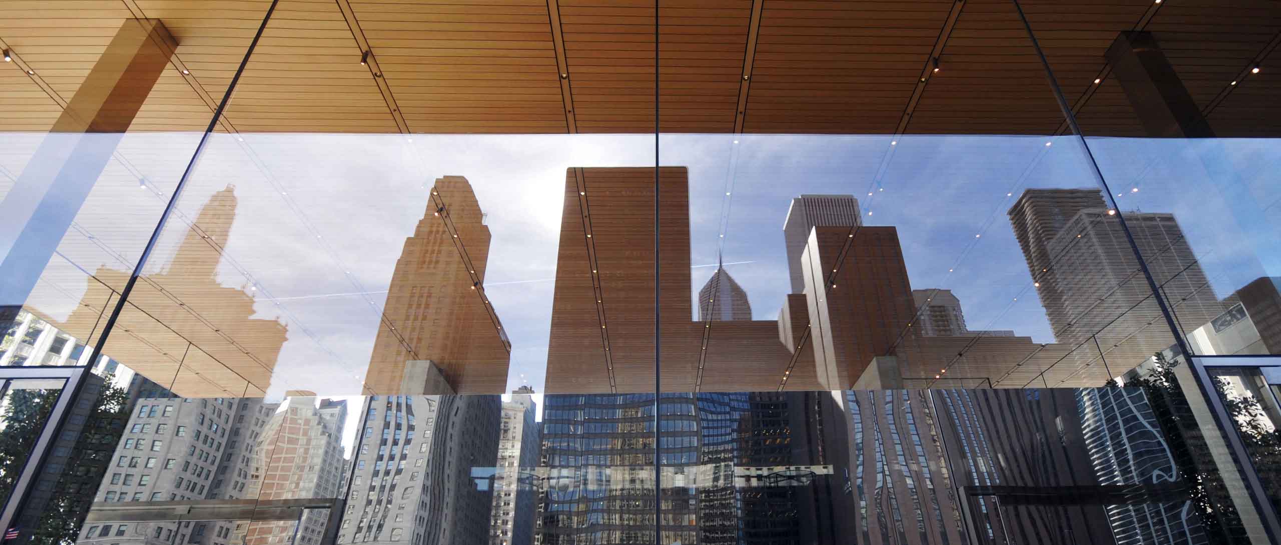 Apple retail store in Chicago full of glass and places to mingle